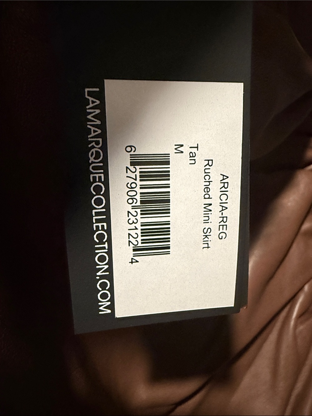Lamarque Brown Ruched Faux Leather Mini Skirt - Picture 4 of 4